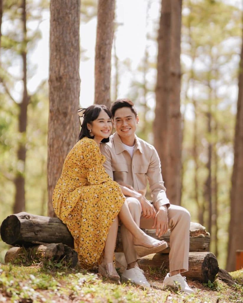 Couple walking at dusk